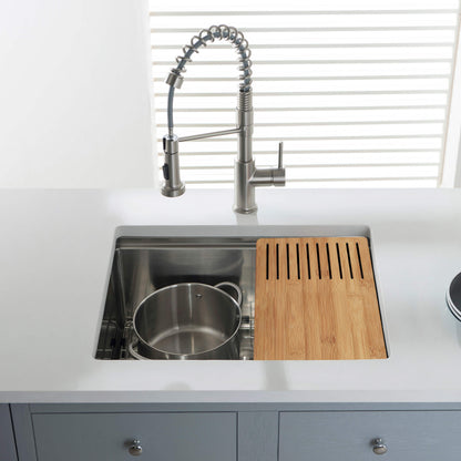 24" Handcrafted 316 Marine Grade Stainless Steel 16 Gauge Single Bowl Workstation Undermount Kitchen Sink
