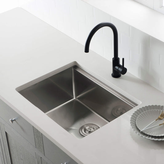 24" Handcrafted 316 Marine Grade Stainless Steel 16 Gauge Single Bowl Workstation Undermount Kitchen Sink