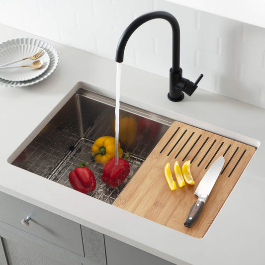 27" Handcrafted 316 Marine Grade Stainless Steel 16 Gauge Single Bowl Workstation Undermount Kitchen Sink