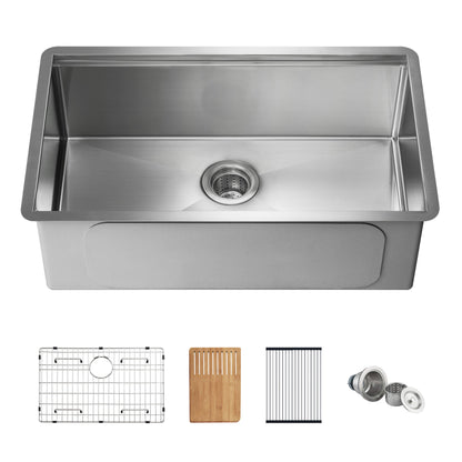30" Handcrafted 316 Marine Grade Stainless Steel 16 Gauge Single Bowl Workstation Undermount Kitchen Sink
