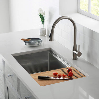 30" Handcrafted 316 Marine Grade Stainless Steel 16 Gauge Single Bowl Workstation Undermount Kitchen Sink