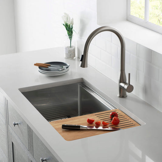 33" Handcrafted 316 Marine Grade Stainless Steel 16 Gauge Single Bowl Workstation Undermount Kitchen Sink