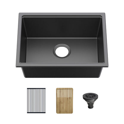23" Undermount Workstation Single Bowl Quartz Kitchen Sink