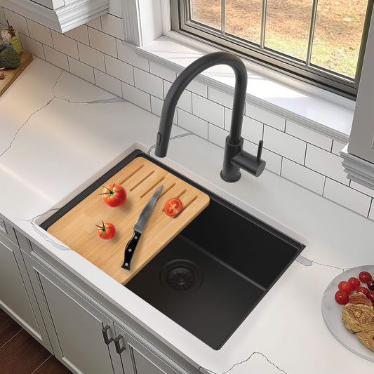 23" Undermount Workstation Single Bowl Quartz Kitchen Sink