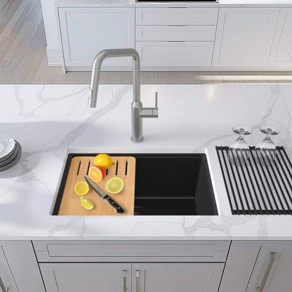 23" Undermount Workstation Single Bowl Quartz Kitchen Sink