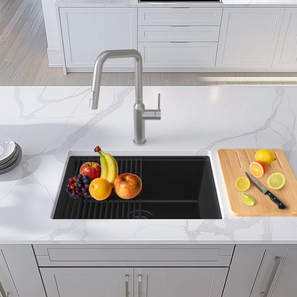 23" Undermount Workstation Single Bowl Quartz Kitchen Sink