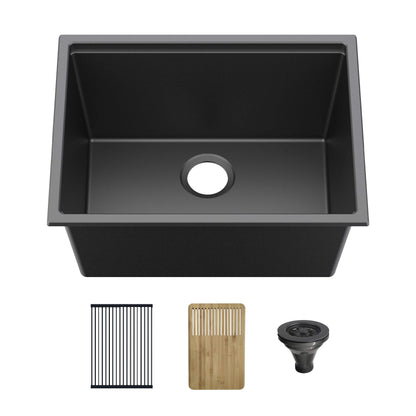 25" Undermount Workstation Single Bowl Quartz Kitchen Sink