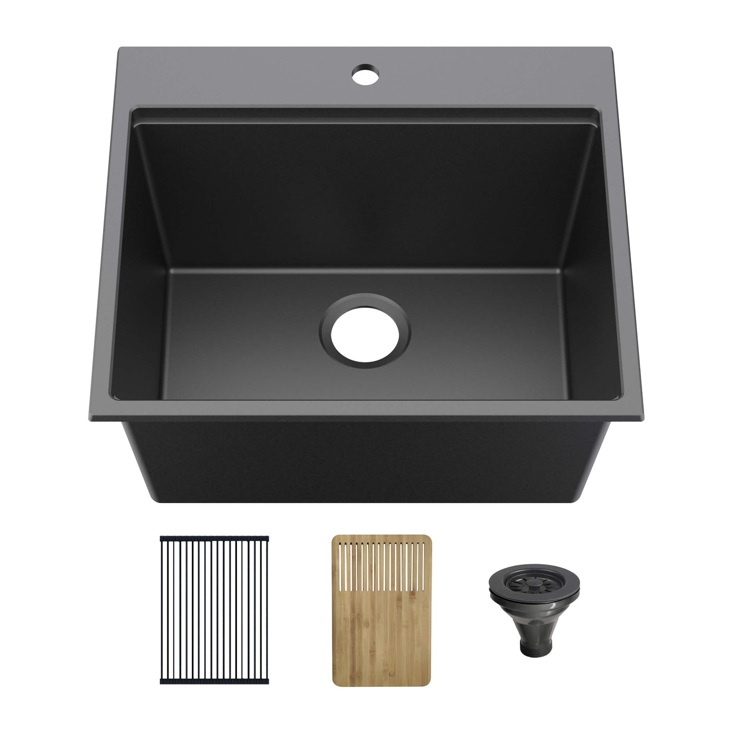 25" Top-Mount Workstation Single Bowl Quartz Kitchen Sink