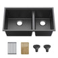 33" Undermount Workstation Double Bowl Quartz Kitchen Sink