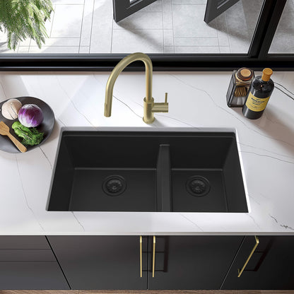 33" Undermount Workstation Double Bowl Quartz Kitchen Sink