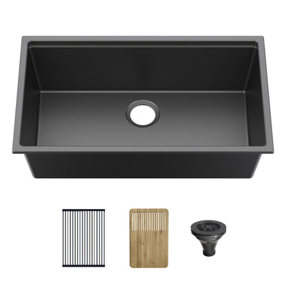 33" Undermount Workstation Single Bowl Quartz Kitchen Sink