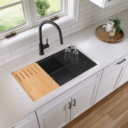 33" Undermount Workstation Single Bowl Quartz Kitchen Sink