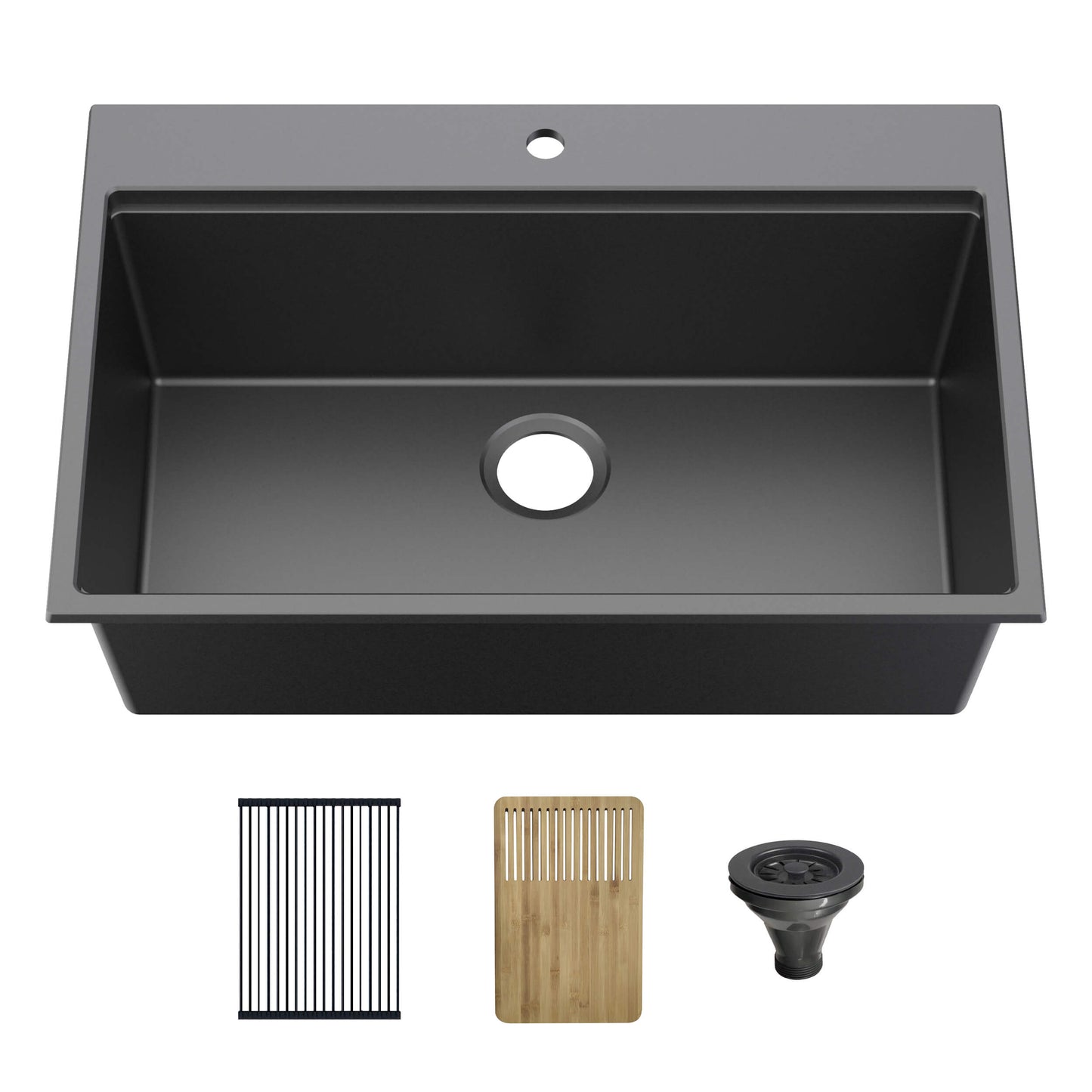33" Top-Mount Workstation Single Bowl Quartz Kitchen Sink