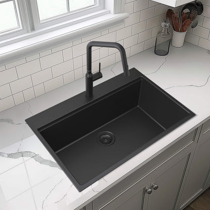 33" Top-Mount Workstation Single Bowl Quartz Kitchen Sink