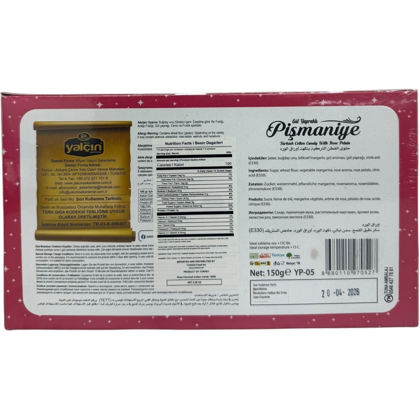 Yalcin Gourmet Rose Cotton Candy - Fluffy, Sweet, and Delightful Treat for All Occasions