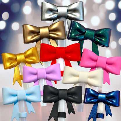 Light Blue 3D Bow Straw Topper