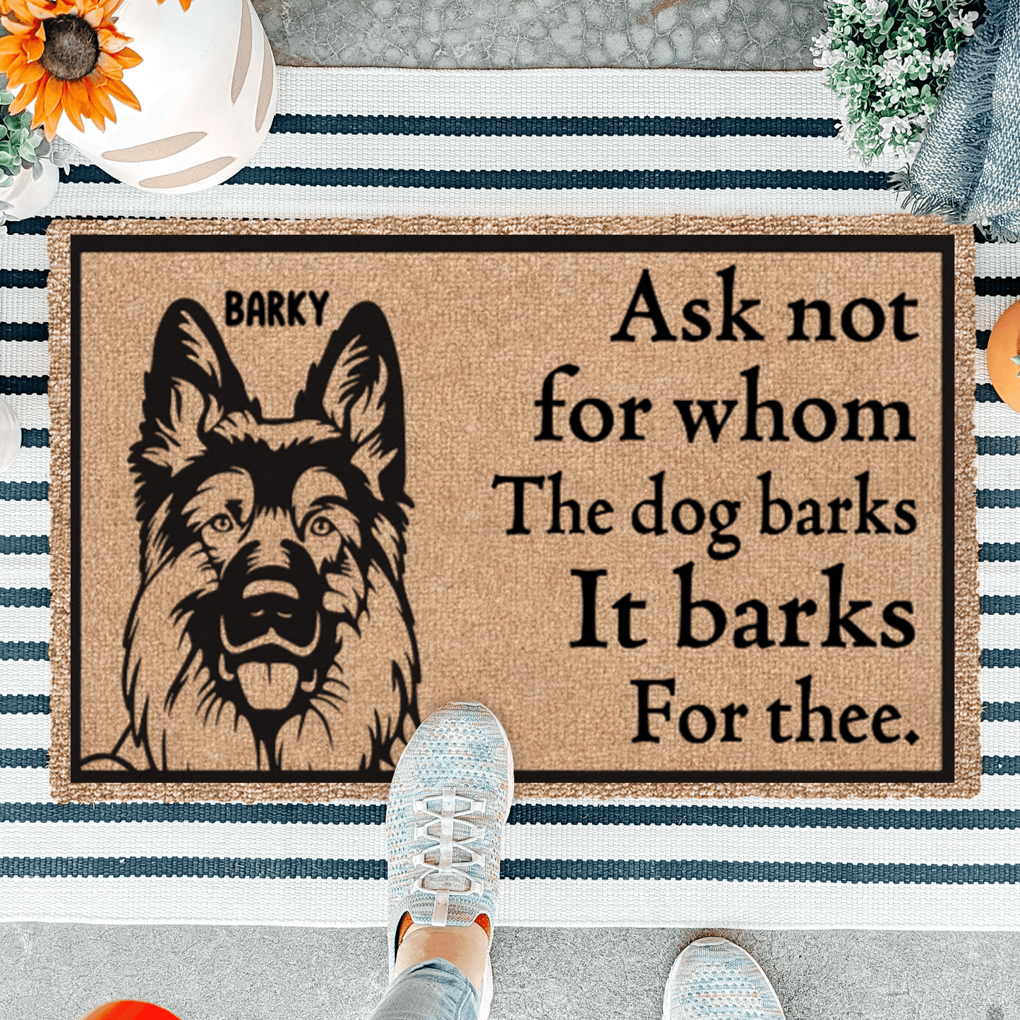Personalized Dog Doormat - Ask Not Whom The Dog Barks Fore - Personalized Gift for Dog Lover, Owner, Dog Dad, Dog Mom