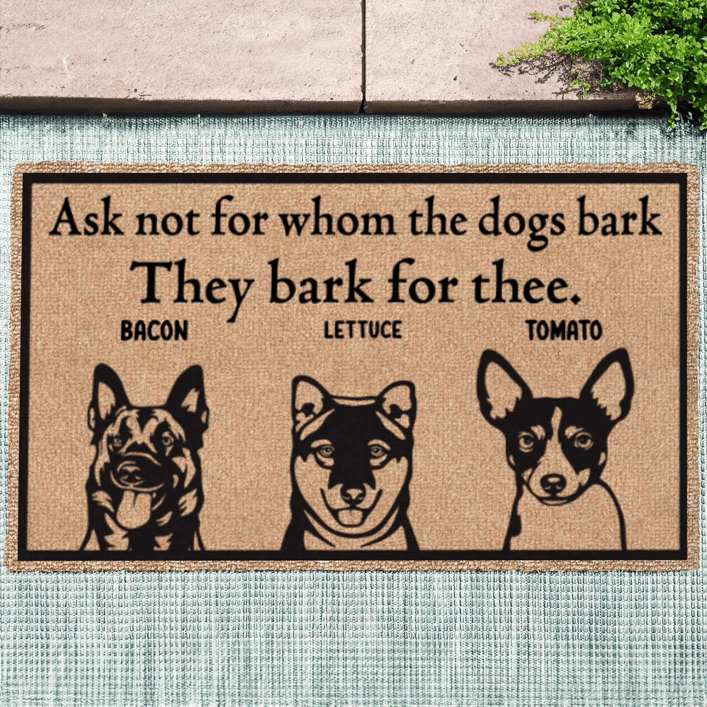 Personalized Dog Doormat - Ask Not Whom The Dog Barks Fore - Personalized Gift for Dog Lover, Owner, Dog Dad, Dog Mom