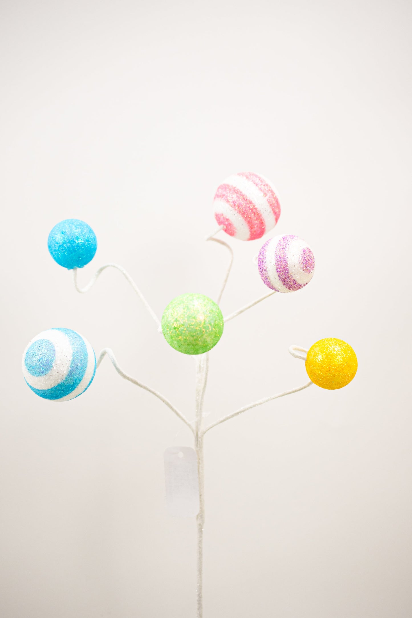 17"L STRIPE/SOLID GLITTER BALL PICK PNK/BLUE/LAV/YLW/WHT/GRN