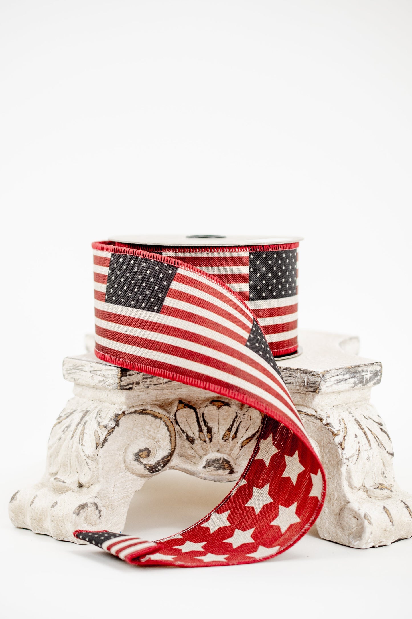 2.5" x 10yds linen americana flag stars, natural