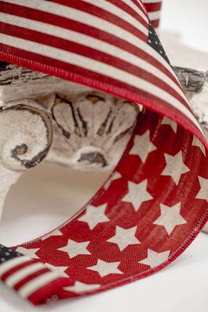 2.5" x 10yds linen americana flag stars, natural