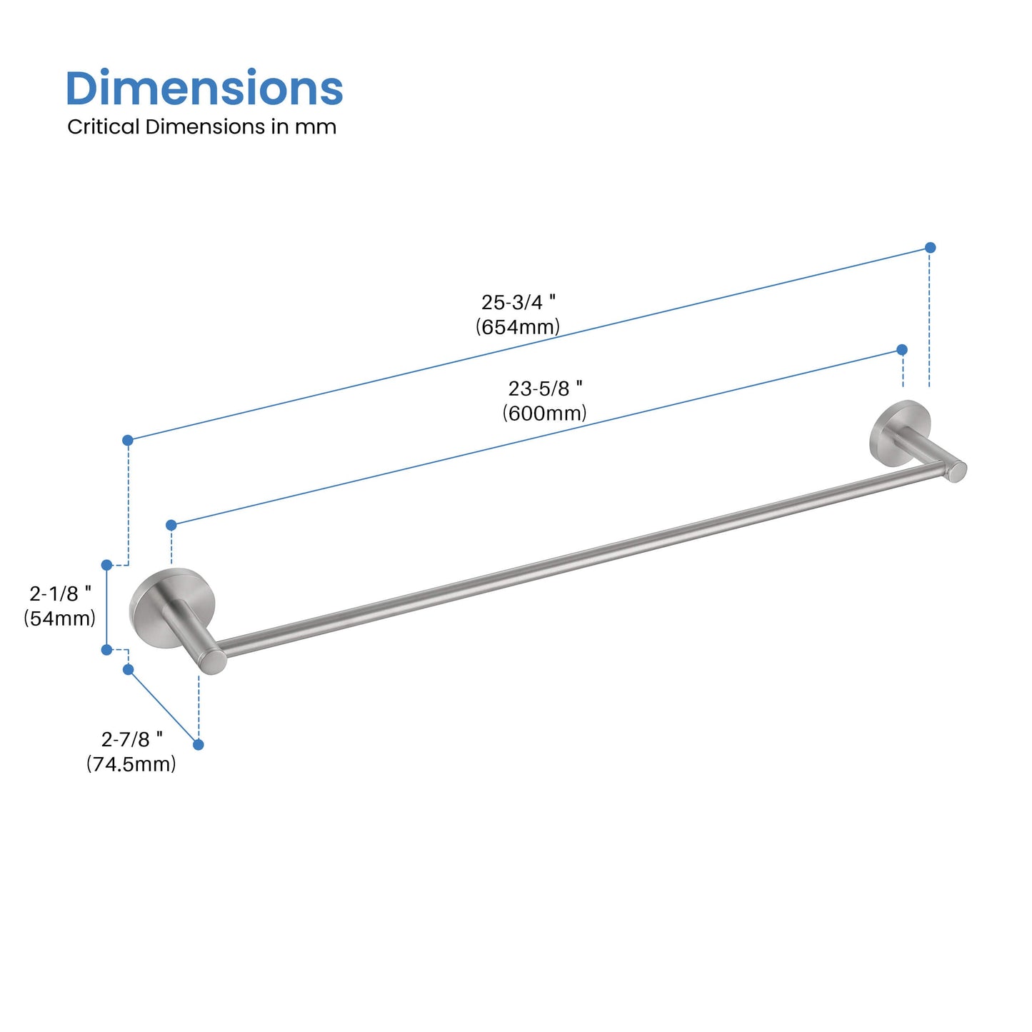 Halo 24 inch Bathroom Towel Bar