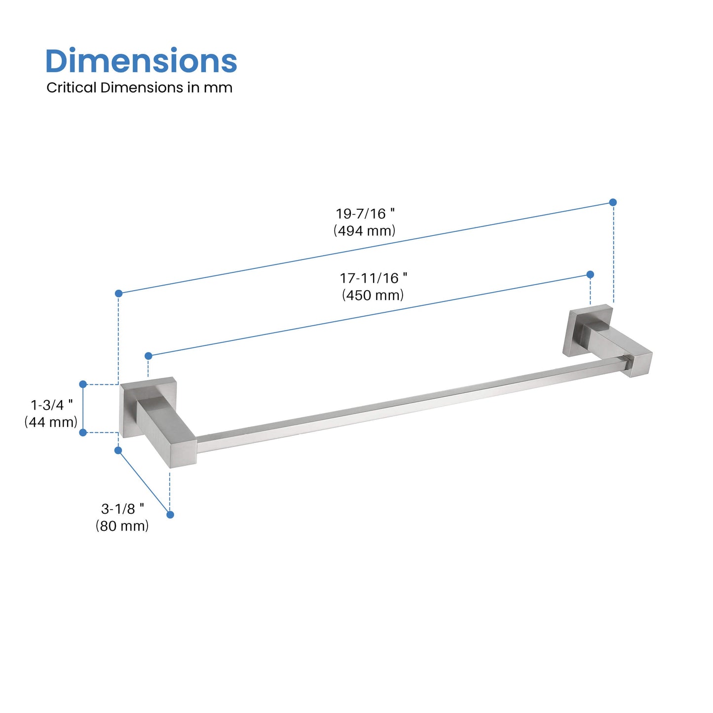 Quadra Bathroom 18" Towel Bar