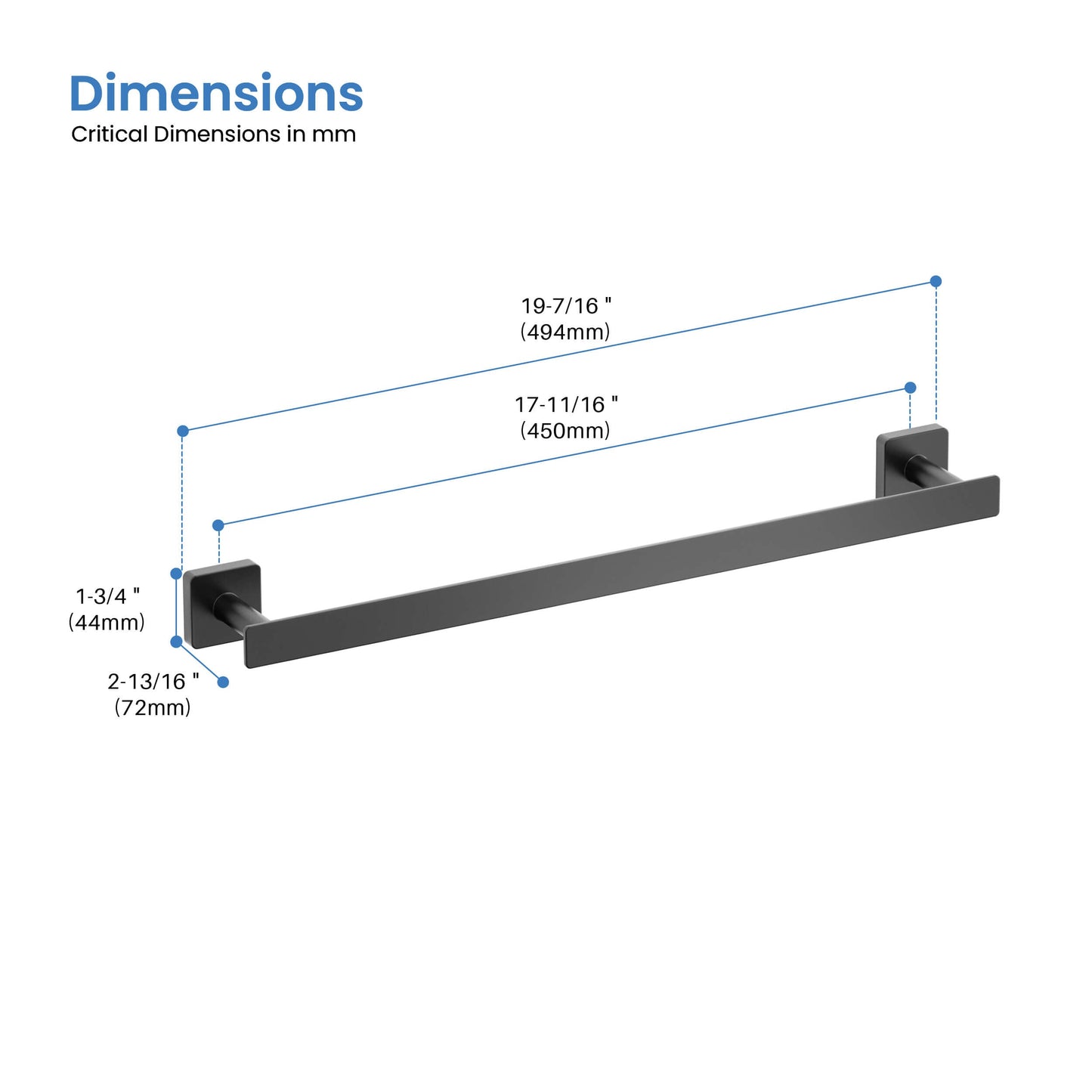 Fusion 18 inch Bathroom Towel Bar