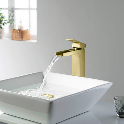 Quadra Waterfall Single Handle Bathroom Vessel Sink Faucet with Pop Up Drain