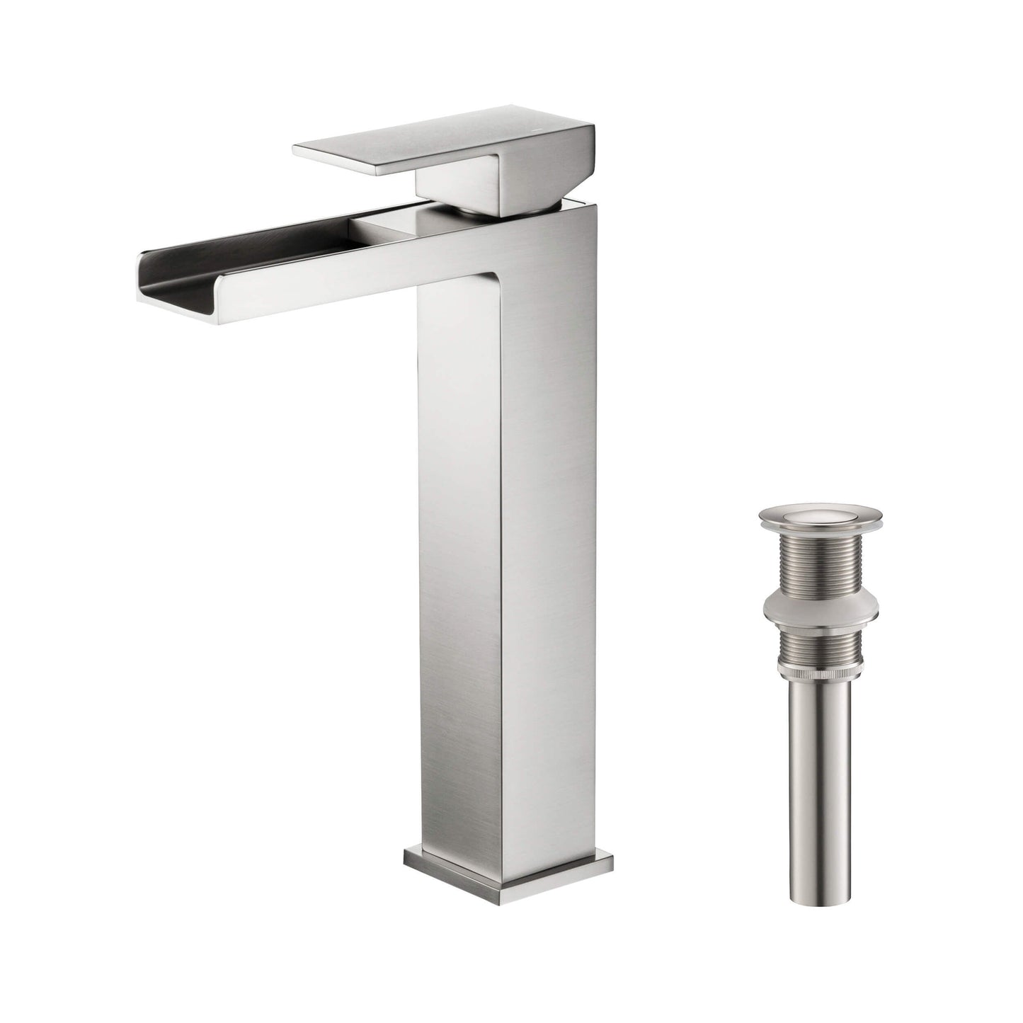 Quadra Waterfall Single Handle Bathroom Vessel Sink Faucet with Pop Up Drain