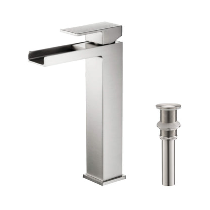 Quadra Waterfall Single Handle Bathroom Vessel Sink Faucet with Pop Up Drain