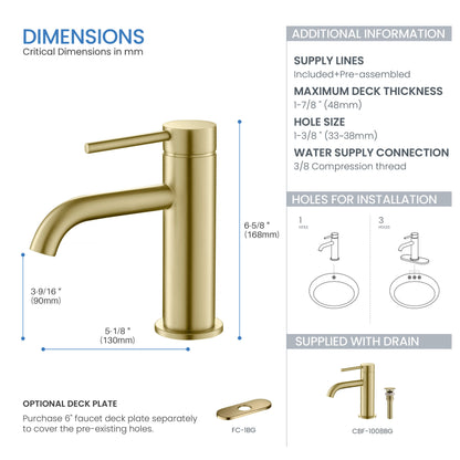 Halo Single Handle Bathroom Vanity Sink Faucet with Pop Up Drain