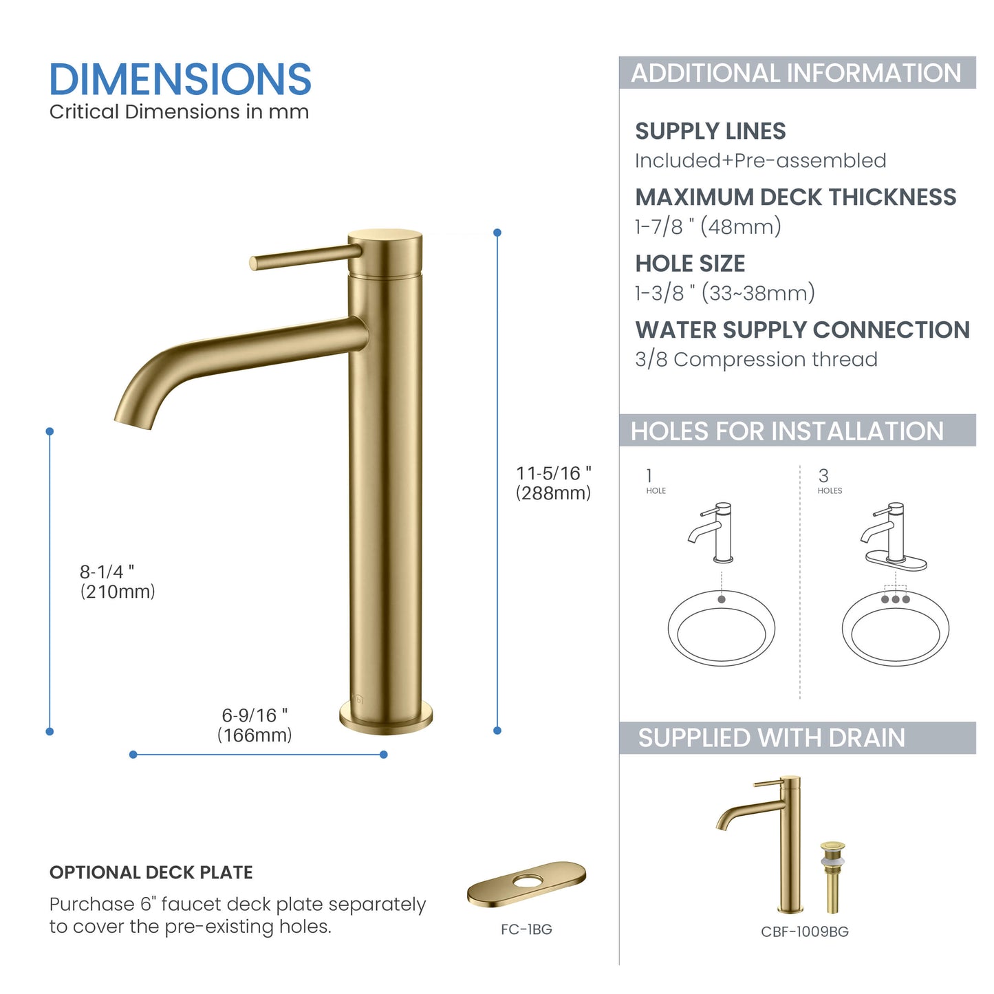Halo Single Handle Bathroom Vessel Sink Faucet with Pop Up Drain