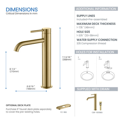 Halo Single Handle Bathroom Vessel Sink Faucet with Pop Up Drain