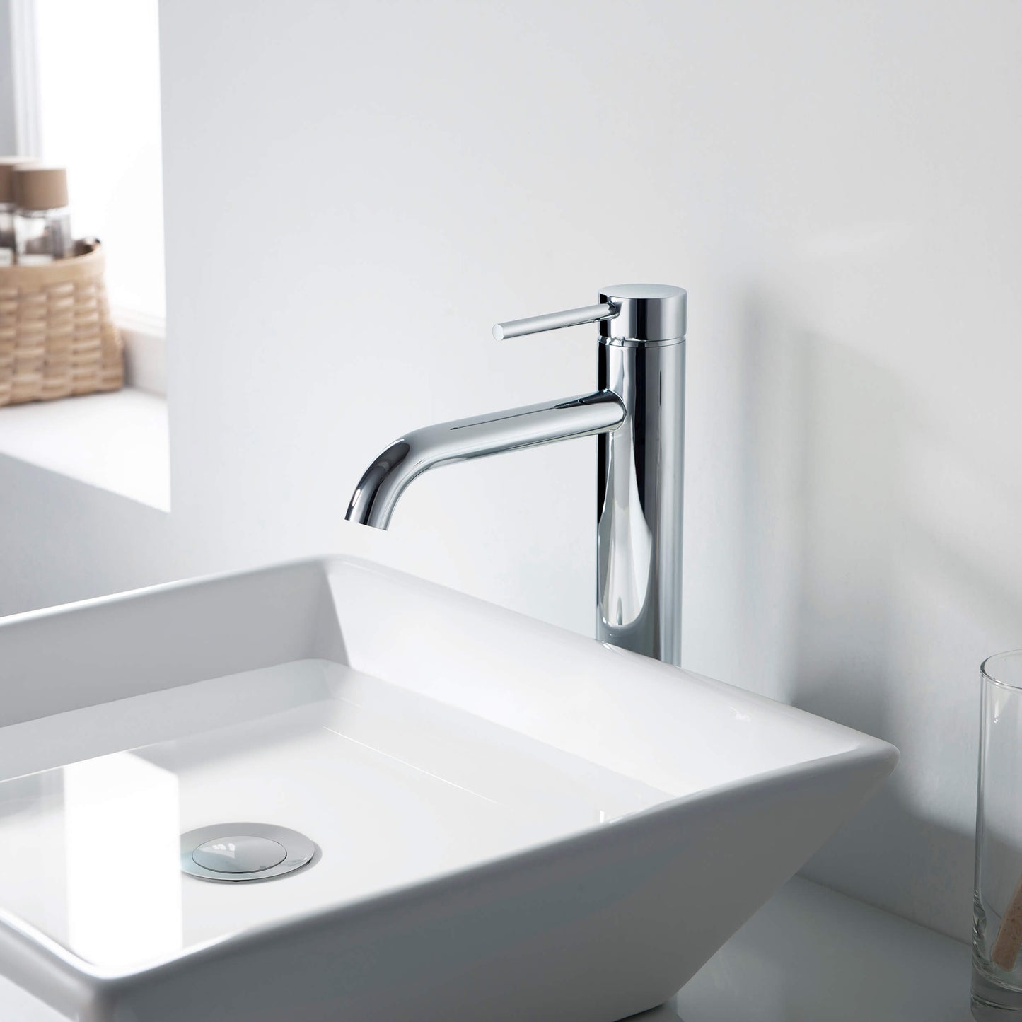 Halo Single Handle Bathroom Vessel Sink Faucet with Pop Up Drain