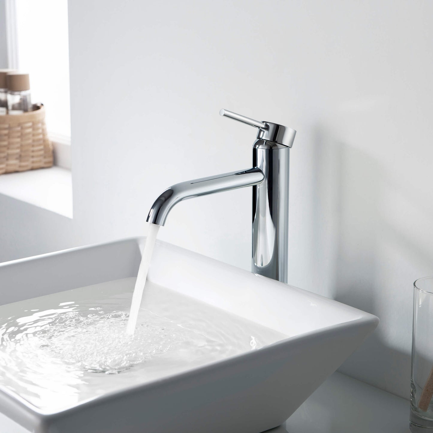Halo Single Handle Bathroom Vessel Sink Faucet with Pop Up Drain