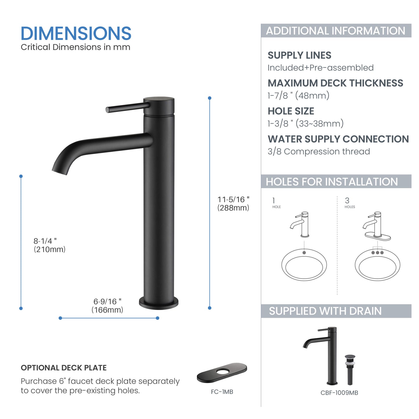 Halo Single Handle Bathroom Vessel Sink Faucet with Pop Up Drain