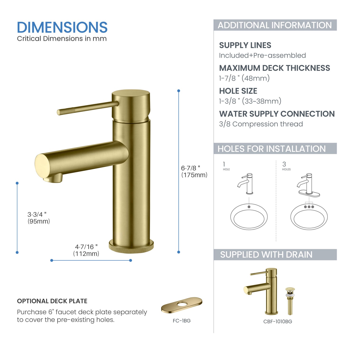 Verona Single Handle Bathroom Vanity Sink Faucet with Pop Up Drain