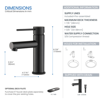 Verona Single Handle Bathroom Vanity Sink Faucet with Pop Up Drain