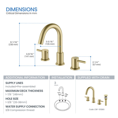 Halo 8" Widespread High-Arc Bathroom Sink Faucet with Drain Assembly