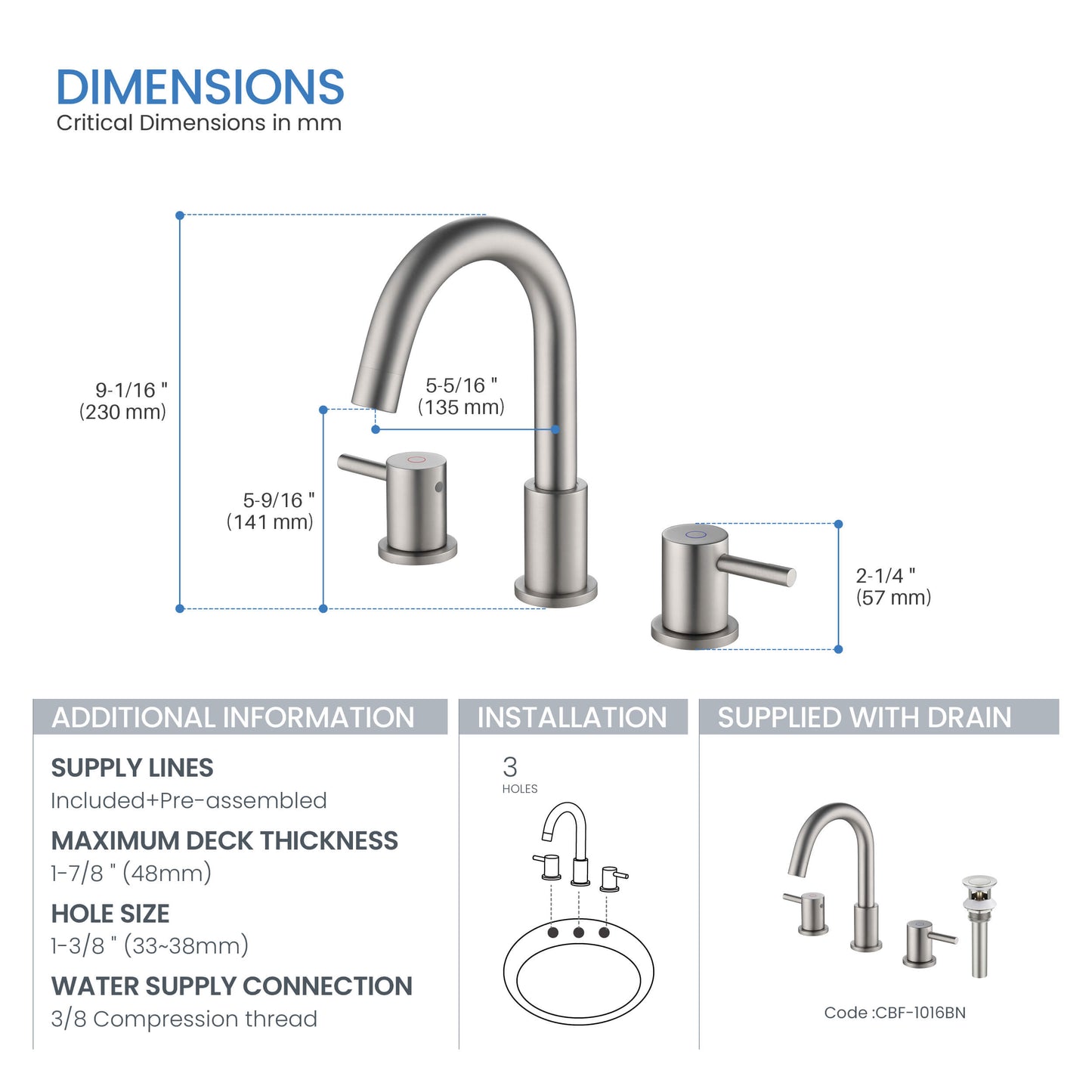 Halo 8" Widespread High-Arc Bathroom Sink Faucet with Drain Assembly