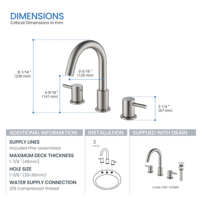 Halo 8" Widespread High-Arc Bathroom Sink Faucet with Drain Assembly