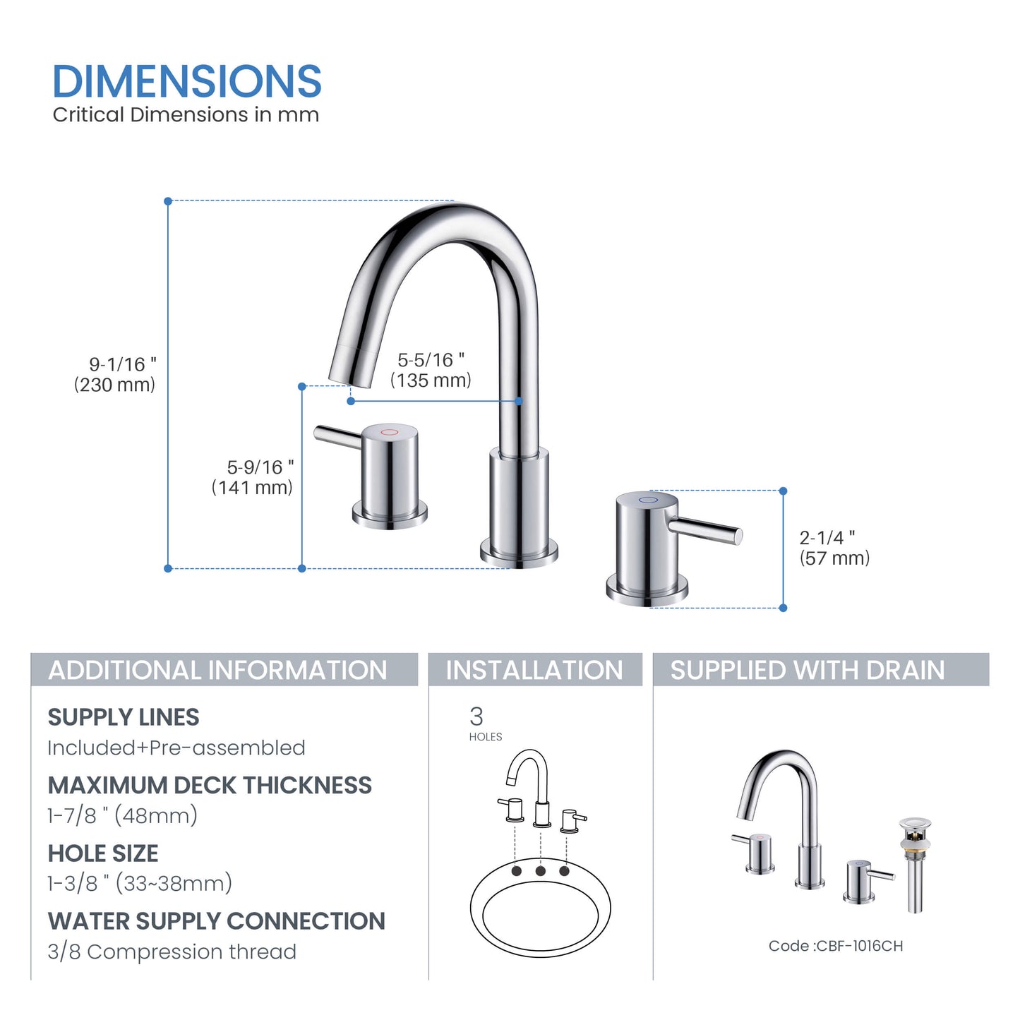 Halo 8" Widespread High-Arc Bathroom Sink Faucet with Drain Assembly