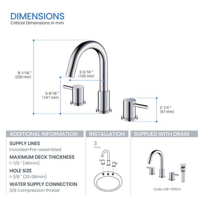 Halo 8" Widespread High-Arc Bathroom Sink Faucet with Drain Assembly