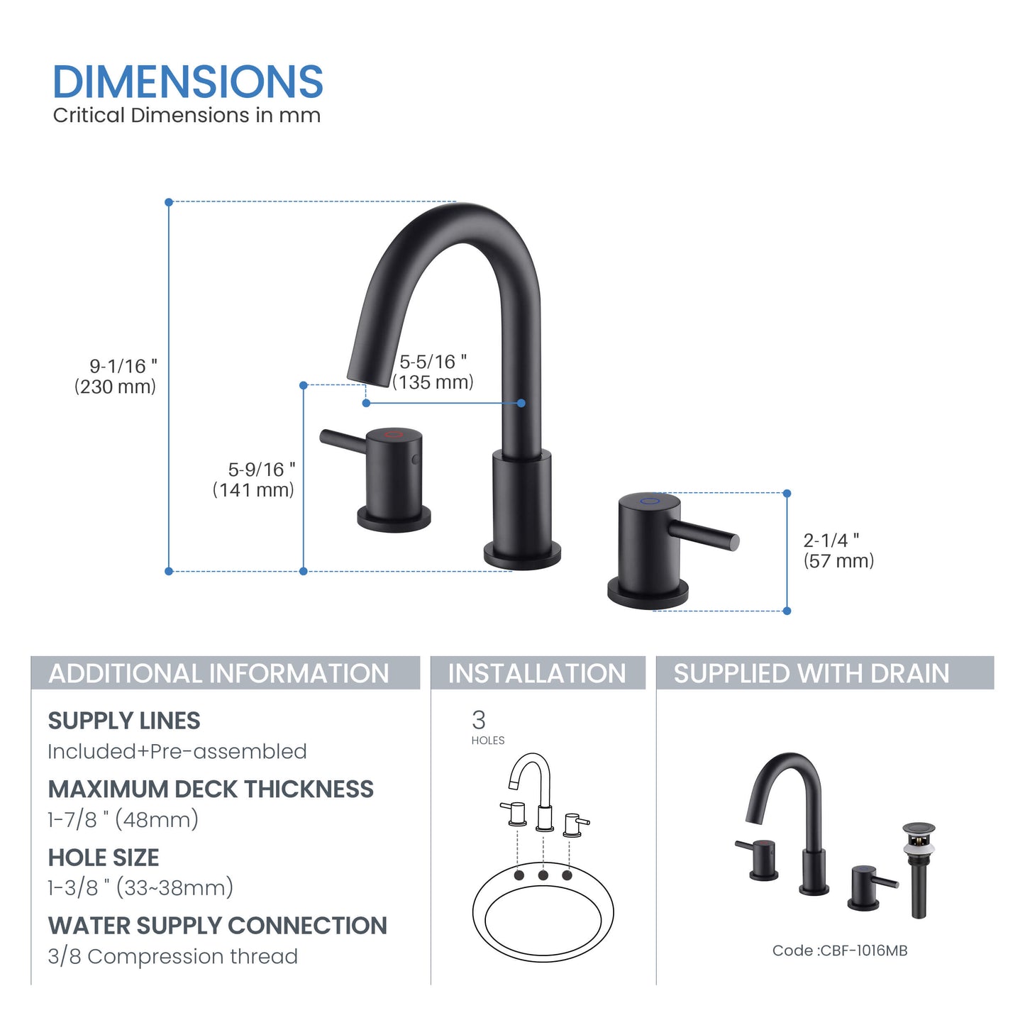 Halo 8" Widespread High-Arc Bathroom Sink Faucet with Drain Assembly
