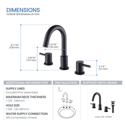 Halo 8" Widespread High-Arc Bathroom Sink Faucet with Drain Assembly