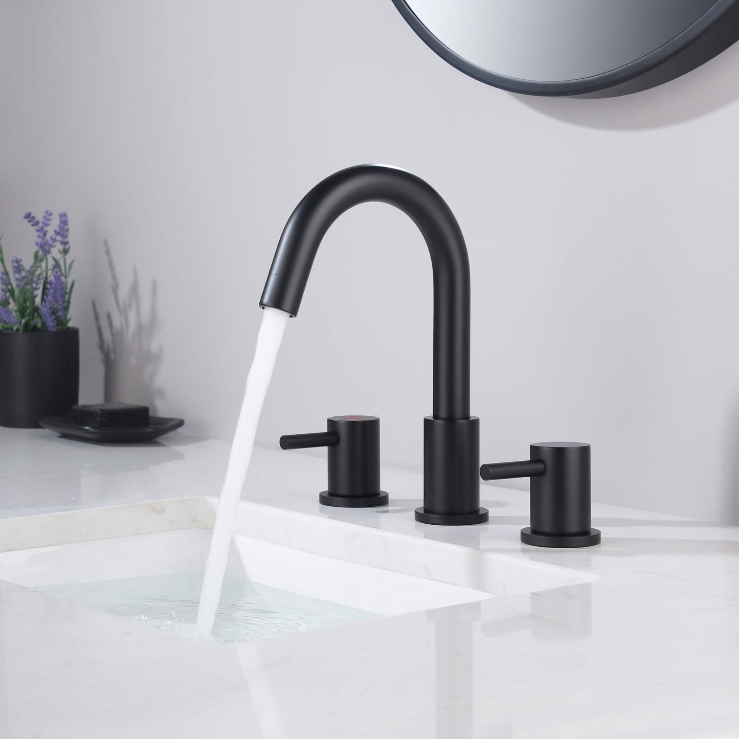 Halo 8" Widespread High-Arc Bathroom Sink Faucet with Drain Assembly