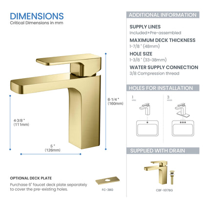 Fusion Single Handle Bathroom Vanity Sink Faucet with Pop Up Drain