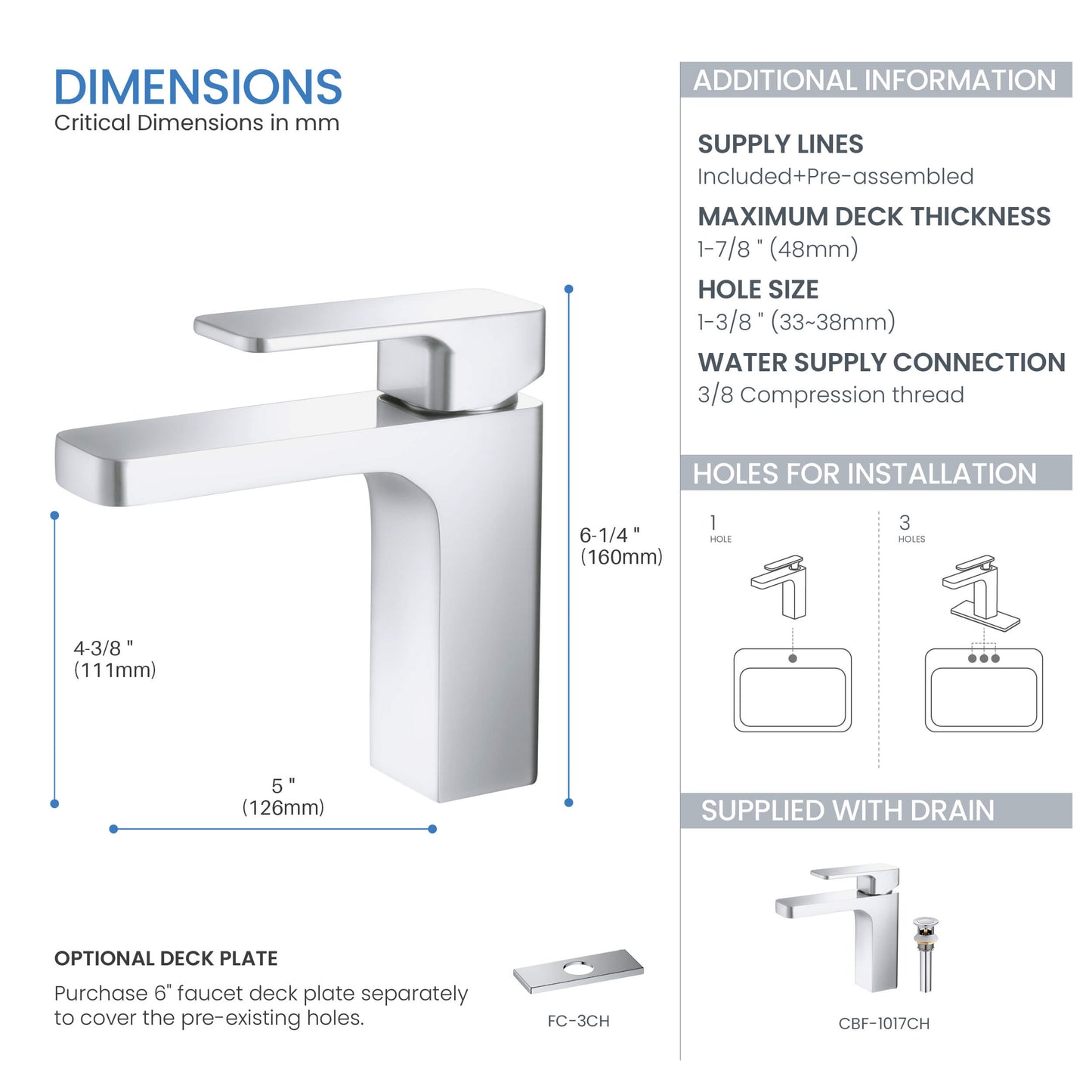 Fusion Single Handle Bathroom Vanity Sink Faucet with Pop Up Drain