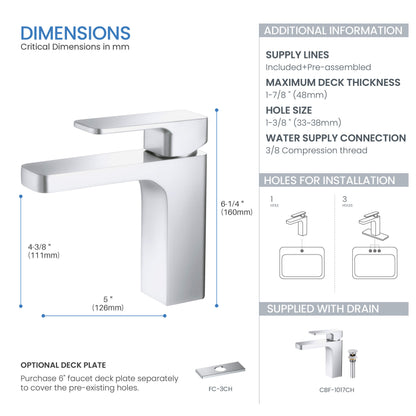 Fusion Single Handle Bathroom Vanity Sink Faucet with Pop Up Drain